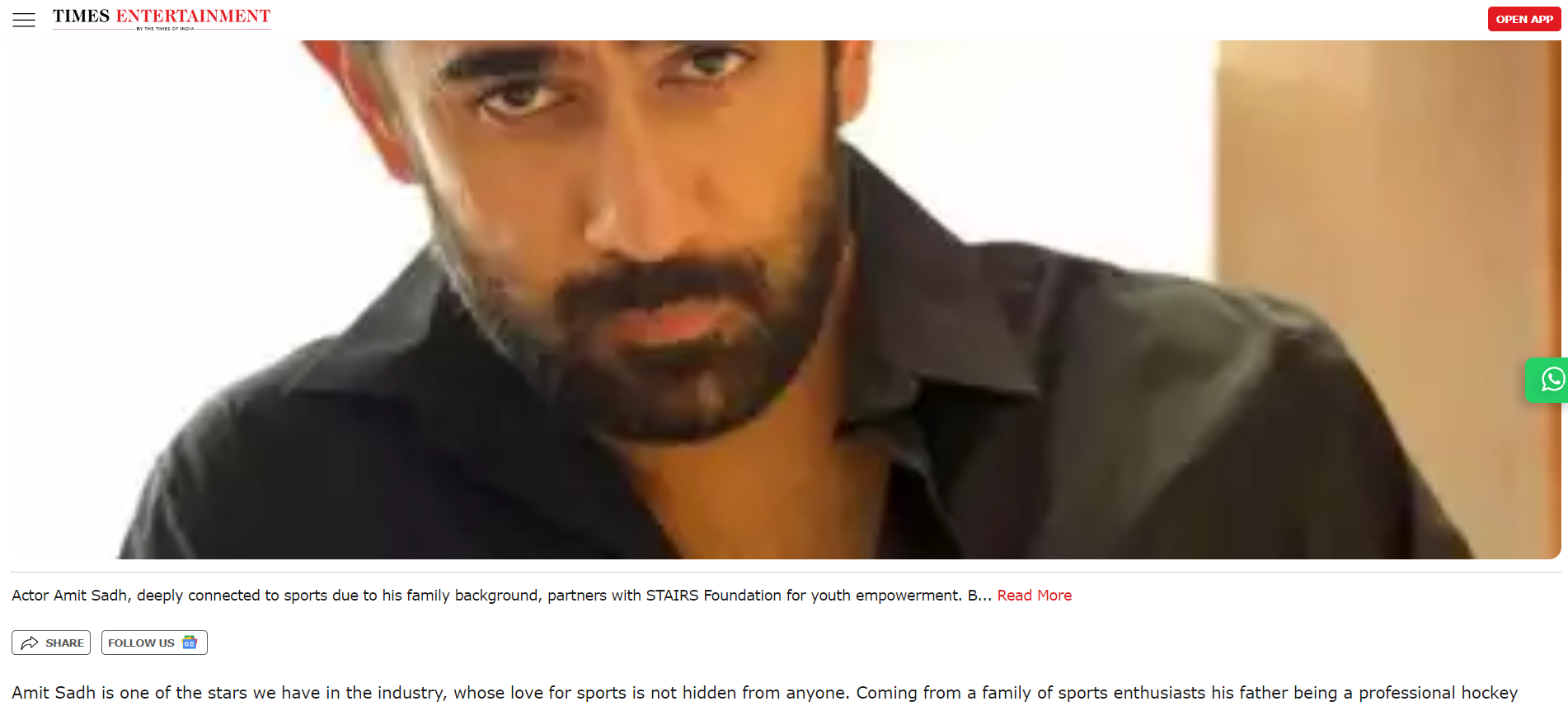 Amit Sadh Takes One More Step Toward Promoting Sports And Youth Empowerment